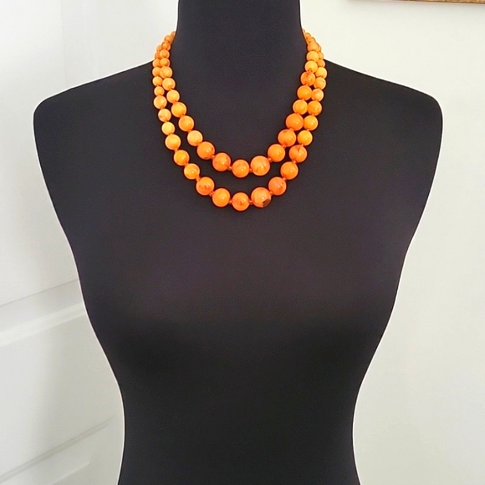 🧡 Orange Double Layer Beaded Necklace 🧡